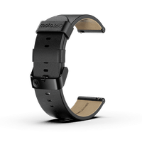 Moto Premium Leather Band - Black with Black Buckle