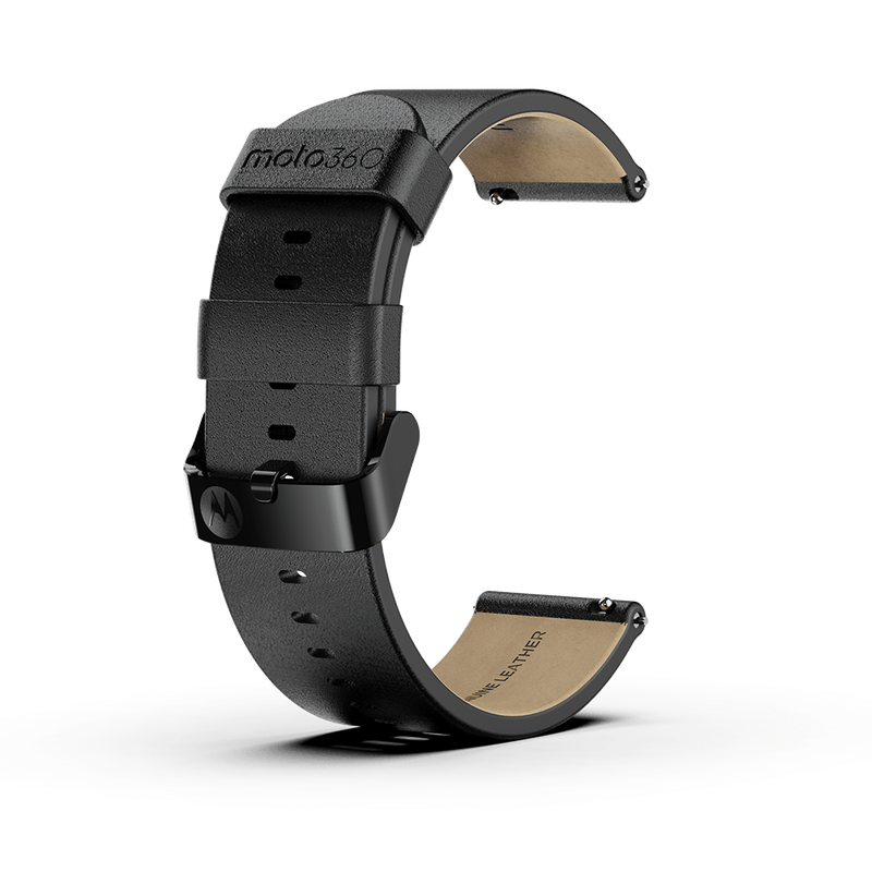 Moto Premium Leather Band Black with Black Buckle