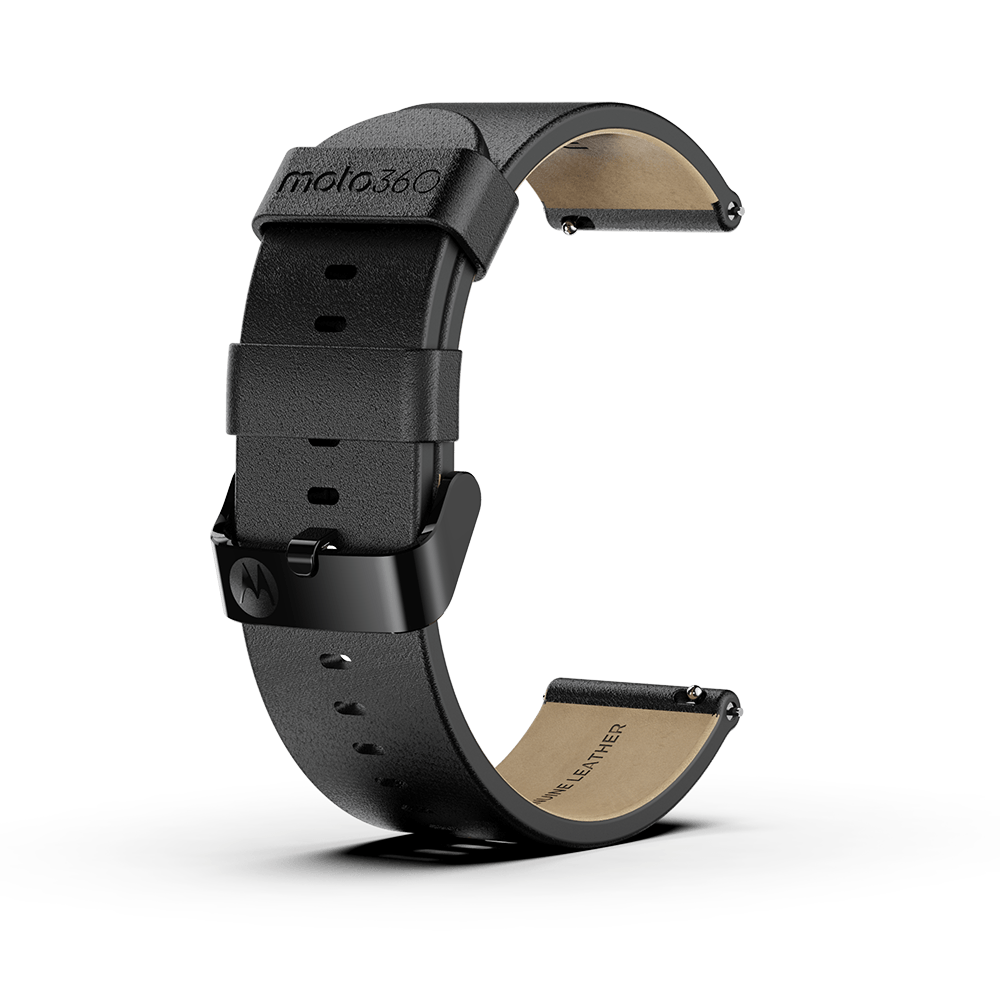 Moto Premium Leather Band Black with Black Buckle